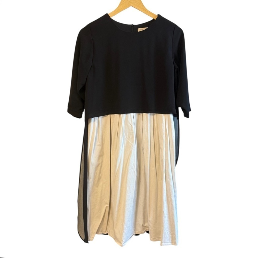 Alitsa Teen Girls Black White Knee Length Dress 3/4 Sleeve Size 20 Made in Italy